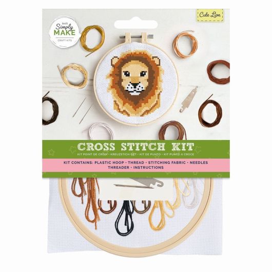 Simply Make Cross Stitch Kit - Cute Lion
